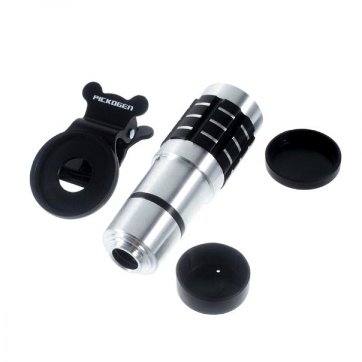 PICKOGEN Universal Cellphone Telephoto Lens 12x Zoom Camera Telescope Lensa HP Clip Jepit