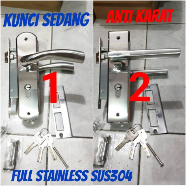 Kunci pintu sedang full stainless SUS304 anti karat