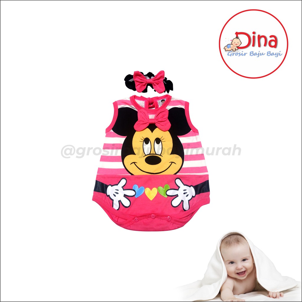 jumper bayi karakter + topi/bando MINNIE