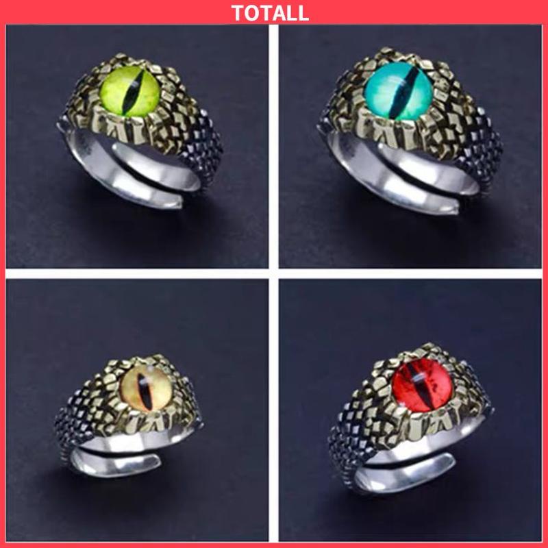 COD 2022 Cincin Pria Desain Mata Merah Bahan Metal Gaya Retro Punk Rock Untuk Pesta Motor-Totall