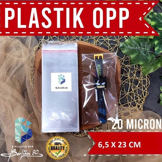 

6,5X23 CM PLASTIK OPP (SEAL/LEM) TEBAL 20 MIC ASLI / PLASTIK KEMASAN JAM ALAT TULIS KANTOR STRAP MASKER TERMURAH