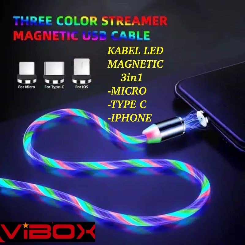 PROMO KABEL VIBOX LED DISKO MAGNET 3IN1 MICRO TYPE C