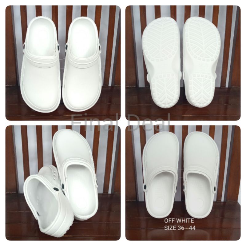 Sandal Kodok Putih Hema, Sandal Medis Dokter Perawat Model Crocs, Sandal Umroh Haji, Sandal Pabrik, Sandal Kamar Mandi Anti Slip