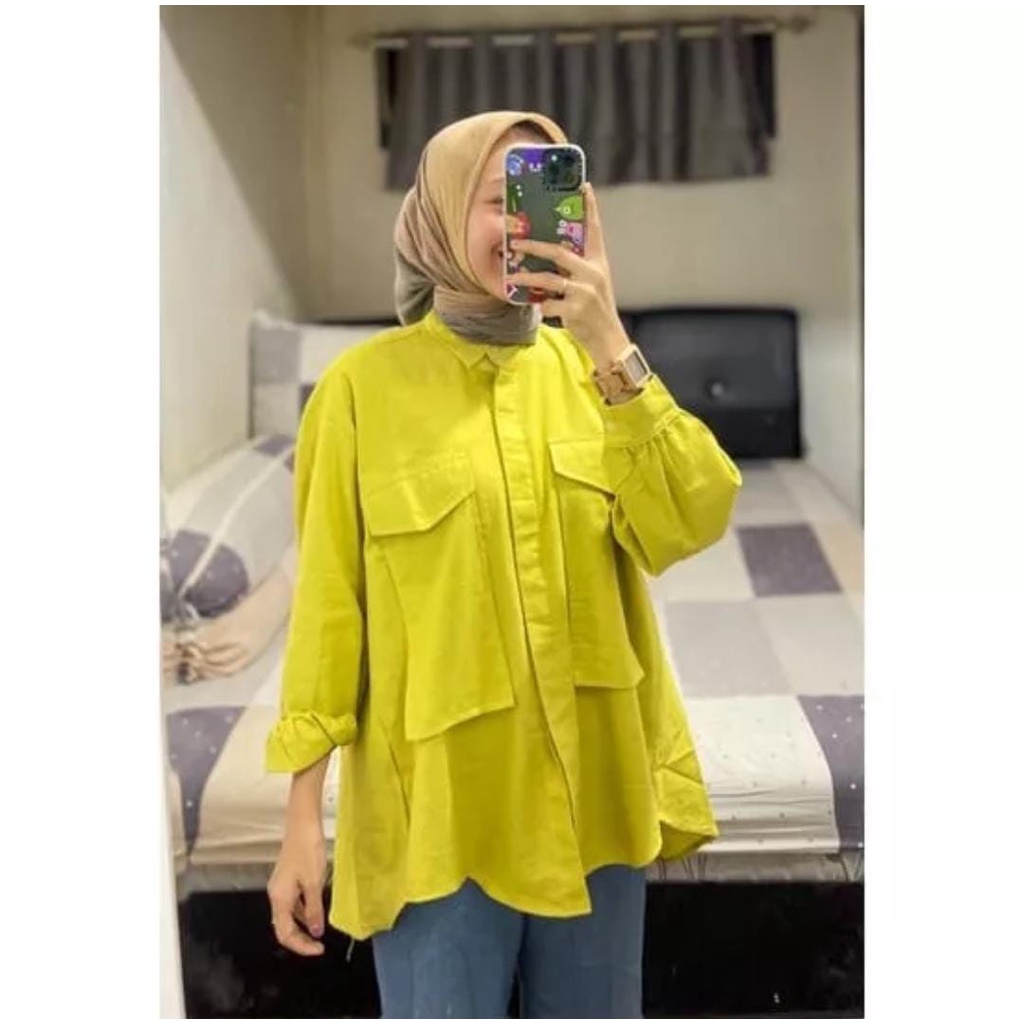 Dita Top Kemeja Wanita Oversize Moscrepe Termurah Atasan Wanita Putih polos Terlaris Ootd Blouse Kekinian