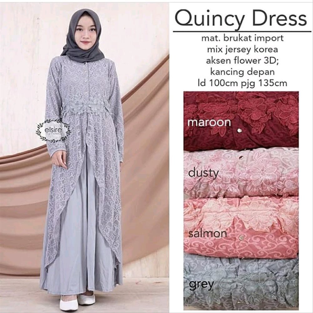 DRESS WANITA GAMIS MUSLIM BRUKAT ELSIRE PESTA KONDANGAN