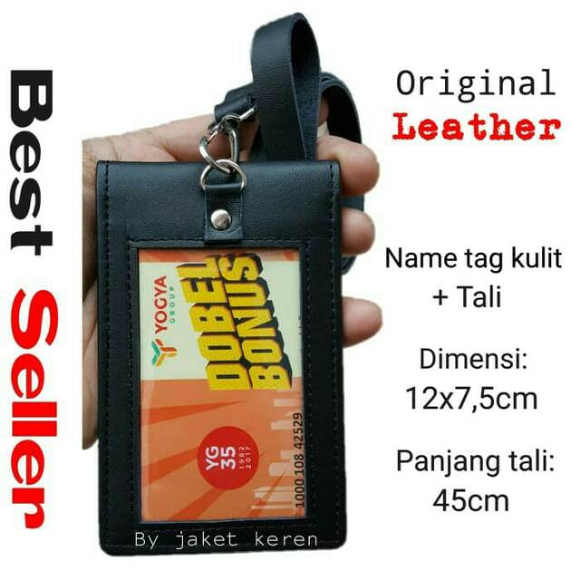 

Name tag asli kulit 2 muka depan belakang