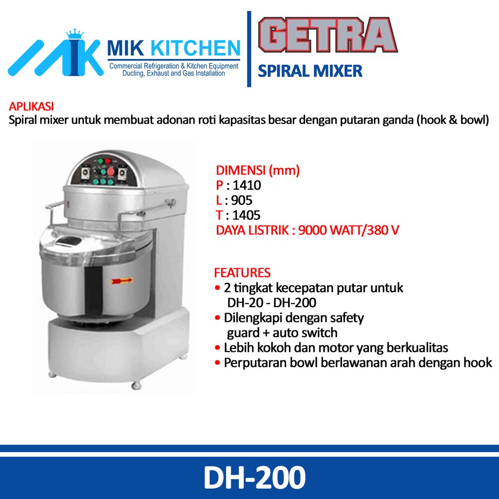 GETRA DH-200 ( Spiral Mixer )