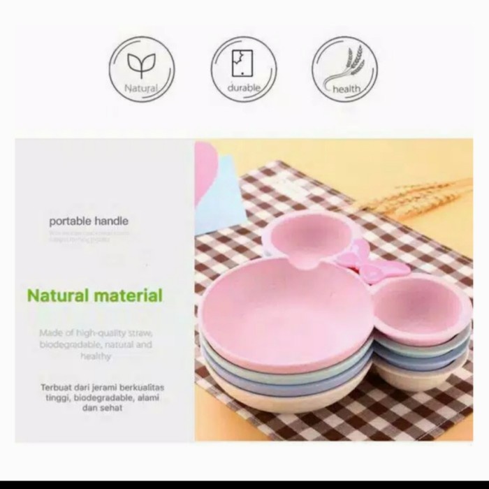Piring Set Sendok Garpu Bentuk Mickey Mouse Bowl Peralatan Makan Mangkok Anak  Mangkuk Dapur-G318