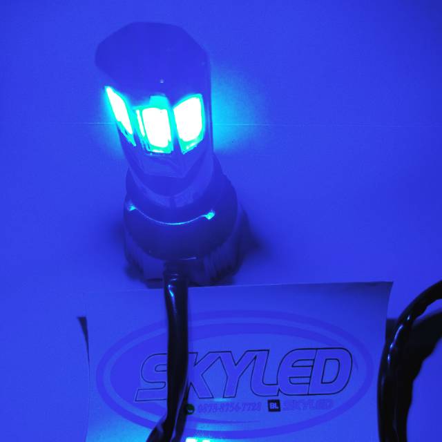 Lampu head lamp 6 sisi warna ice blue 40w ac dc