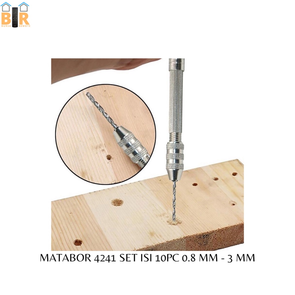 Bor Tangan MANUAL HSS Twist Drills dengan10 Mata Bor UKURAN 0.8 - 3mm