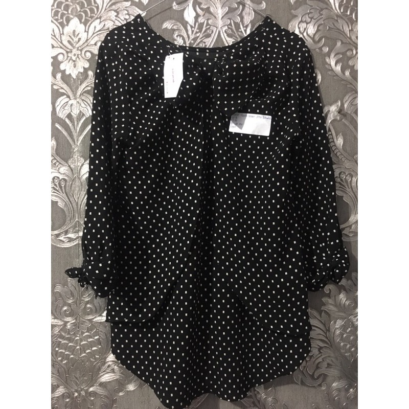 Blouse Polkadot Hitam Pita