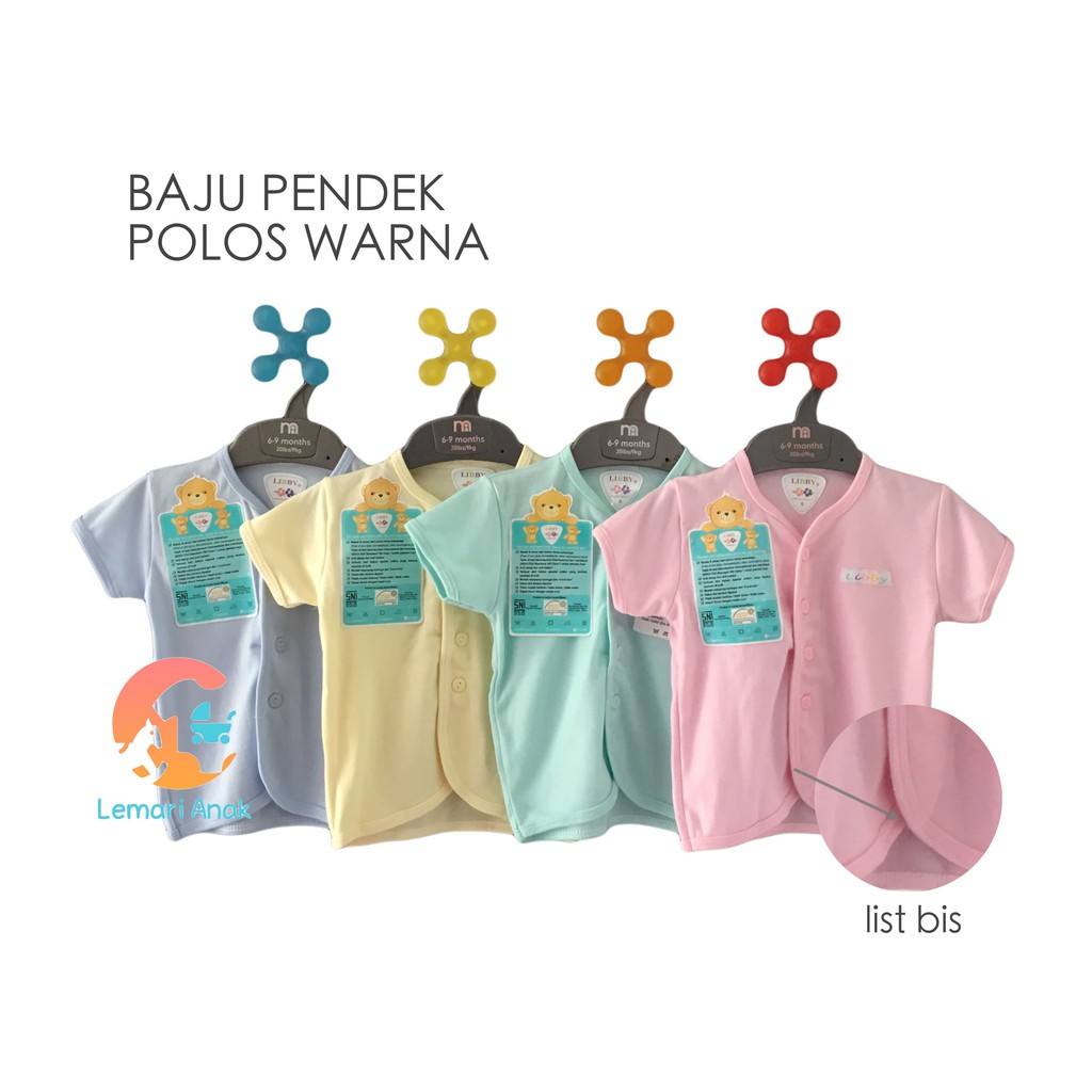  LIBBY  Baju  Bayi  Lengan Pendek Polos  Warna 6 24 Bulan 