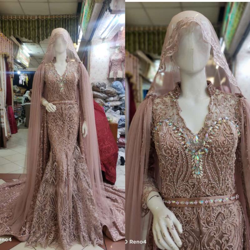 SALE GAUN SLIM MEWAH BEREKOR//GAUN WEDDING TERMURAH AKAR TRIDI