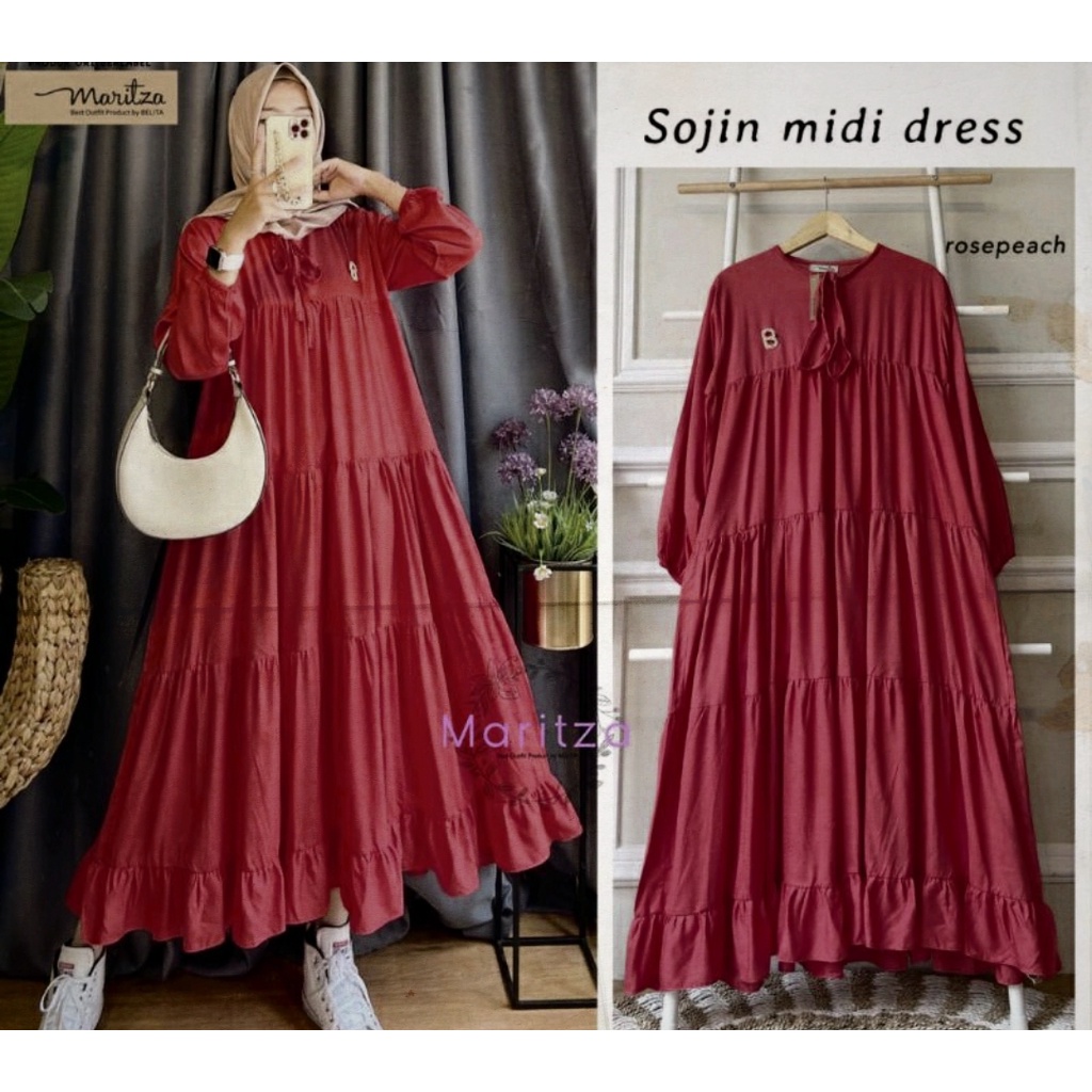 BISA COD SOJIN MIDI DRESS KEKINIAN BAHAN KATUN RAYON  SIZE JUMBO  FASHION MUSLIM HOME DRES