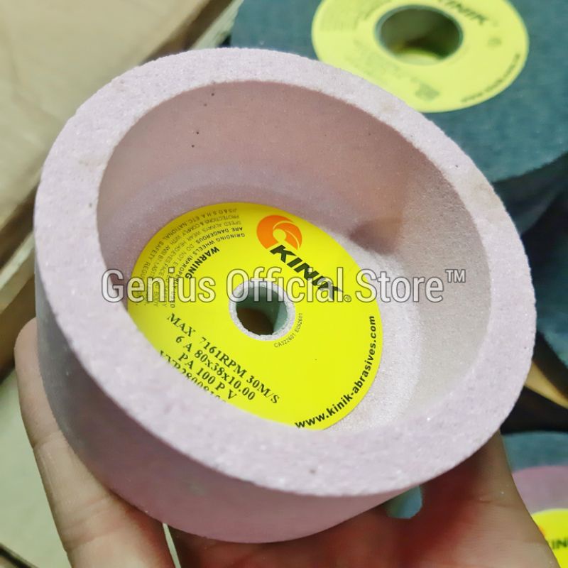 KINIK BATU GERINDA MANGKOK DUDUK ASAH MATA GRINDA GURINDA GRIT 100 HALUS 90 x 38 x 10 MM