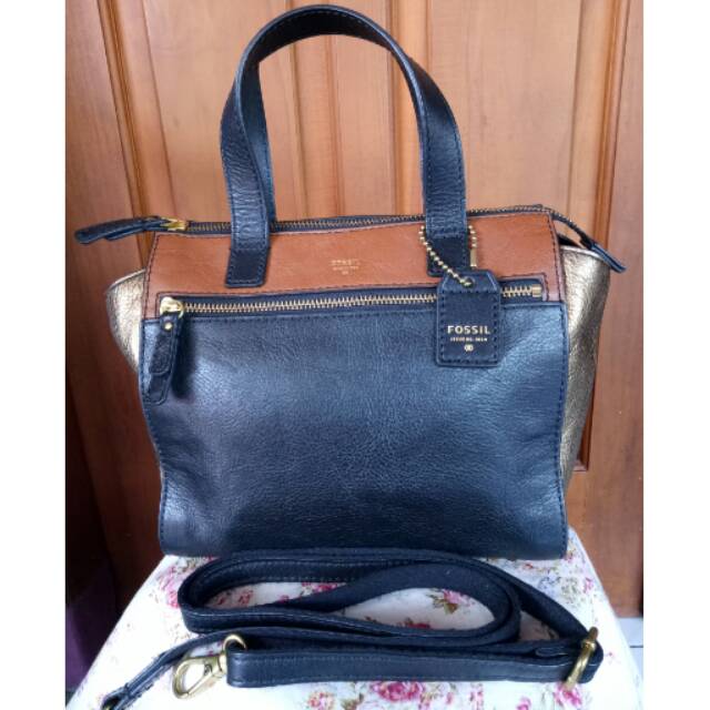 Tas Fossil Tessa satchel original multi / multy black Rare