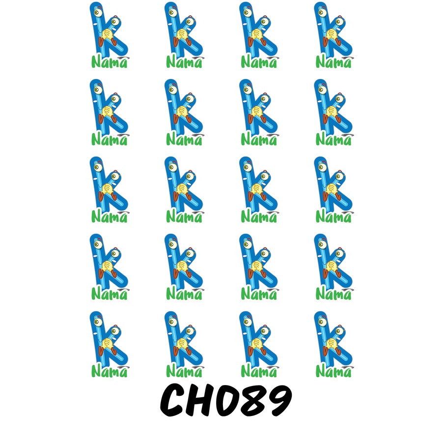 

Sticker Nama Cutting Label Waterproof Tahan Air Huruf 89 (CH089)