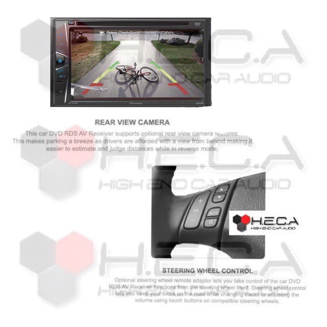 TAPE MOBIL PIONEER AVH‐G115DVD AVH G115 DVD DOUBLE DIN HEAD UNIT AUDIO & REAR CAMERA KAMERA MUNDUR -