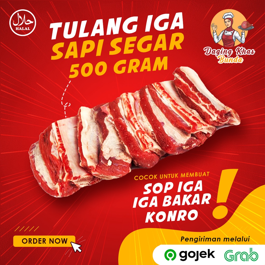 

(PREMIUM) Tulang Iga Sapi Lokal Segar FRESH 500 gram (Konro / Iga Bakar, Sop Iga, Sup Jando, Pindang, Garang Asam)