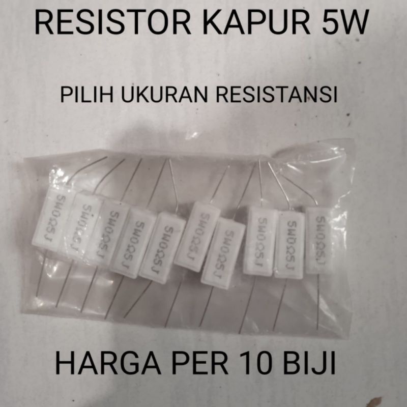 (10PCS) RESISTOR KAPUR 5W 0,22R 0,47R 0,5R PILIH VARIASI