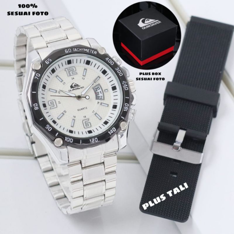 [COD] Jam Tangan Paket Pria QuikSilver Best Strap Stainlees & Plus Tali(23)