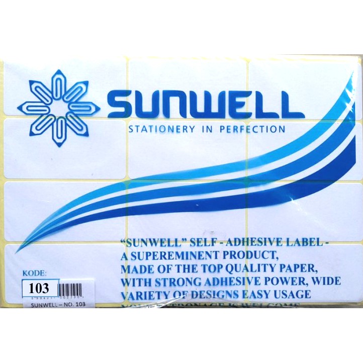 

STIKER LABEL NAMA / LABEL HARGA SUNWELL/KOJICO NO.103 (3.2 X 6.4 cm) SELF ADHESIVE LABEL