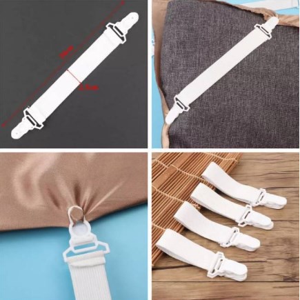 Grosir - H593 (ISI 4 PCS) Tali Karet Strap Pengikat Pengait Pengencang Ujung Sprei Kasur Gripper