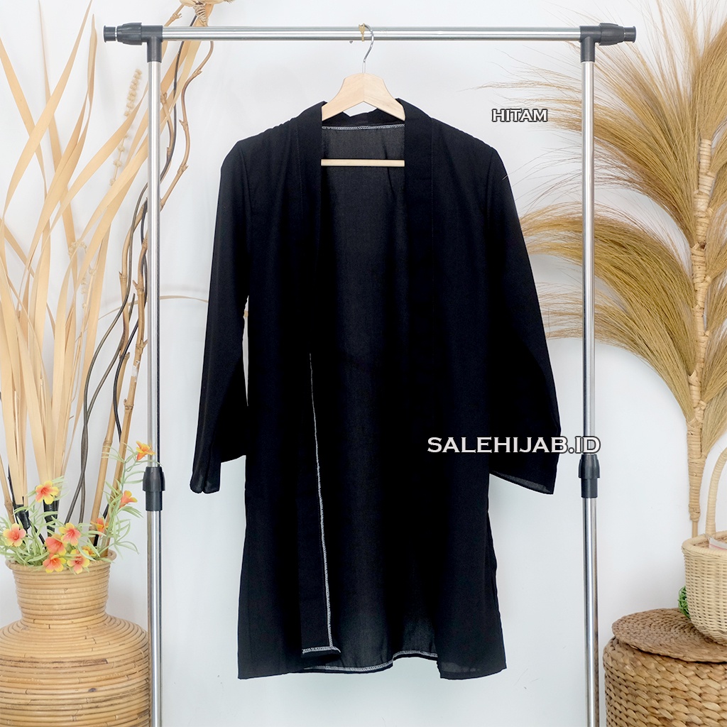 LONG CARDIGAN WOLFIS PREMIUM (cardi / cardy woolpeach)-HITAM