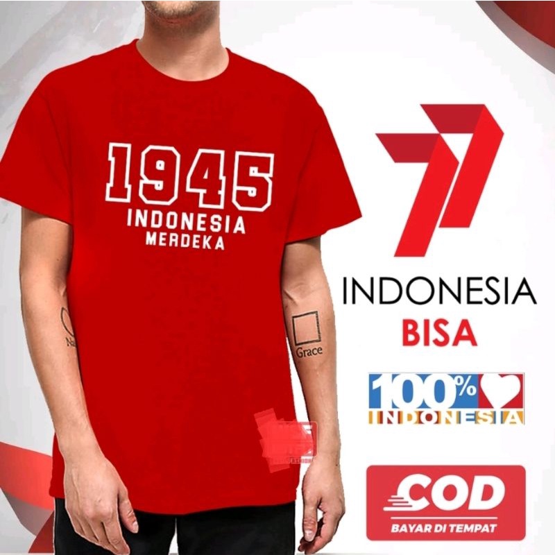 BAJU 17 AGUSTUS Kaos 1945 INDONESIA MERDEKA | HUT RI 79th INDONESIA | Kaos KEMERDEKAAN | Kaos 17an Kaos