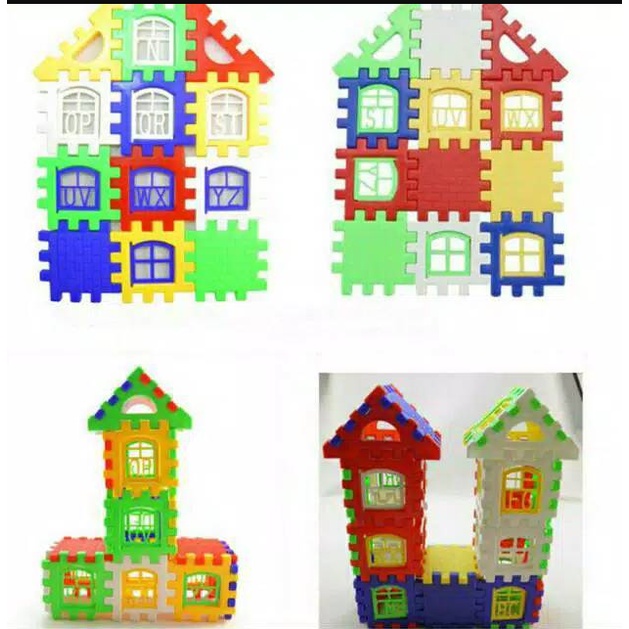 Mainan Anak Edukasi Blok rumah Puzzle rumah funny block JM 8211 Plastik  SNI New Edition