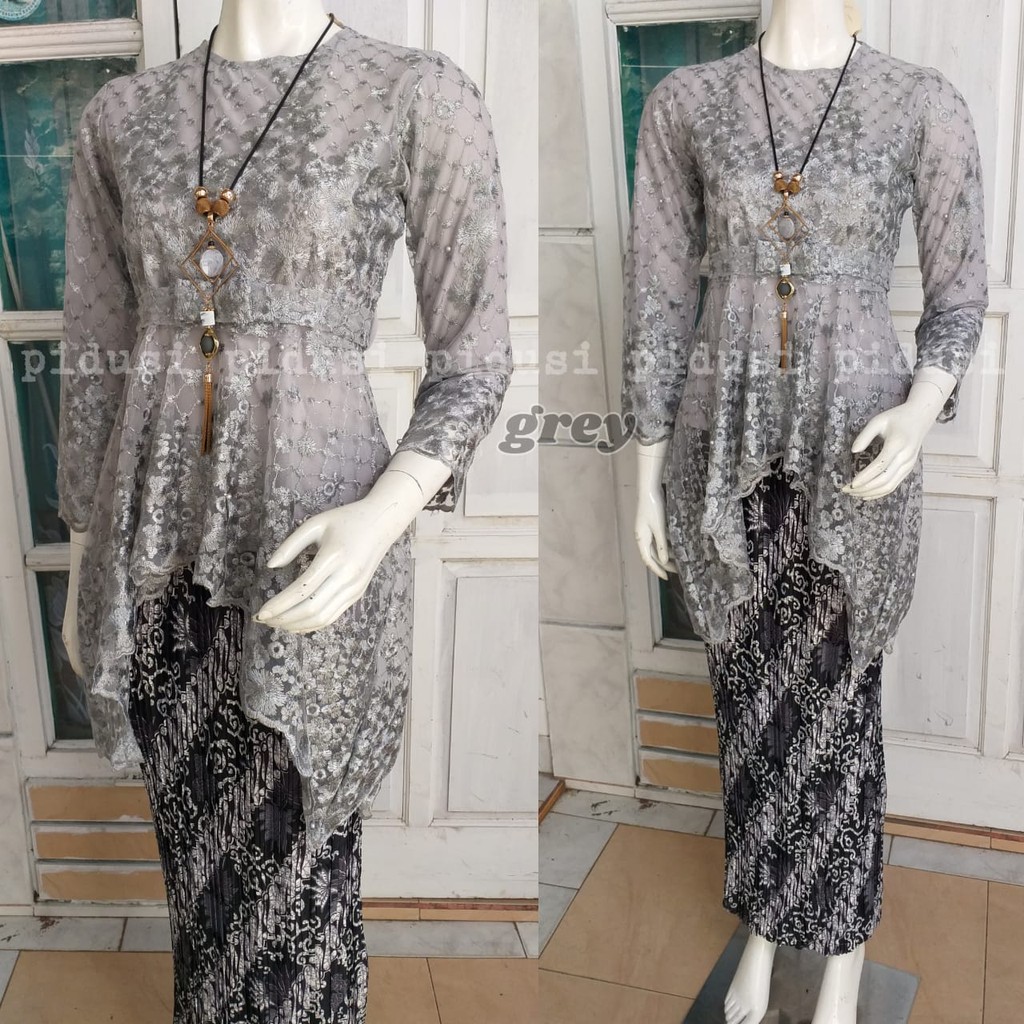 SET KEBAYA TULLE PINQUIN MUTIARA BORDIR