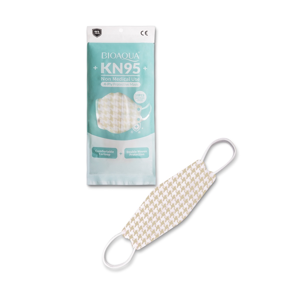 BIOAQUA Mask Earloop Motif Dewasa Original Disposable Mask Kesehatan Medis Kf 94 10 Pcs