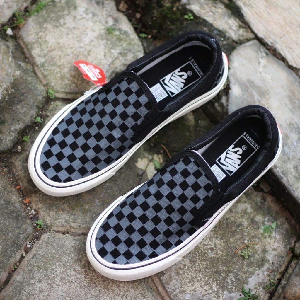 Vans Slip On Checkerboard Black Grey Premium BNIB, Harga Murah, Open Reseller dan Dropshipper