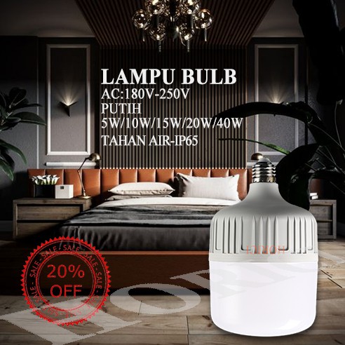 MURAH GROSIR LAMPU LED BOLA 85V-265V ADAPTOR 5W 10W 15W 20W 40W E27 Lampu LED Bohlam