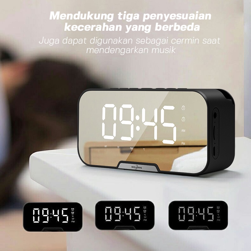 goojodoq LED Display Alarm Jam Bluetooth Portable Dan FM Radio Wireless Bass Mini Stereo Original Speaker