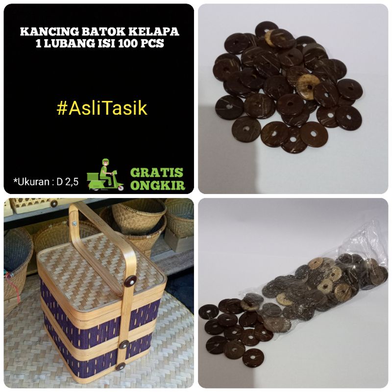 Kancing Batok Kelapa 1 Lubang Untuk Kerajinan Bambu Isi 100 pcs