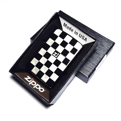 Korek Zippo Black Ice Motif Catur Chessboard Premium Grade Ori - Free Box MANCIS ZIPPO MOTIF CATUR