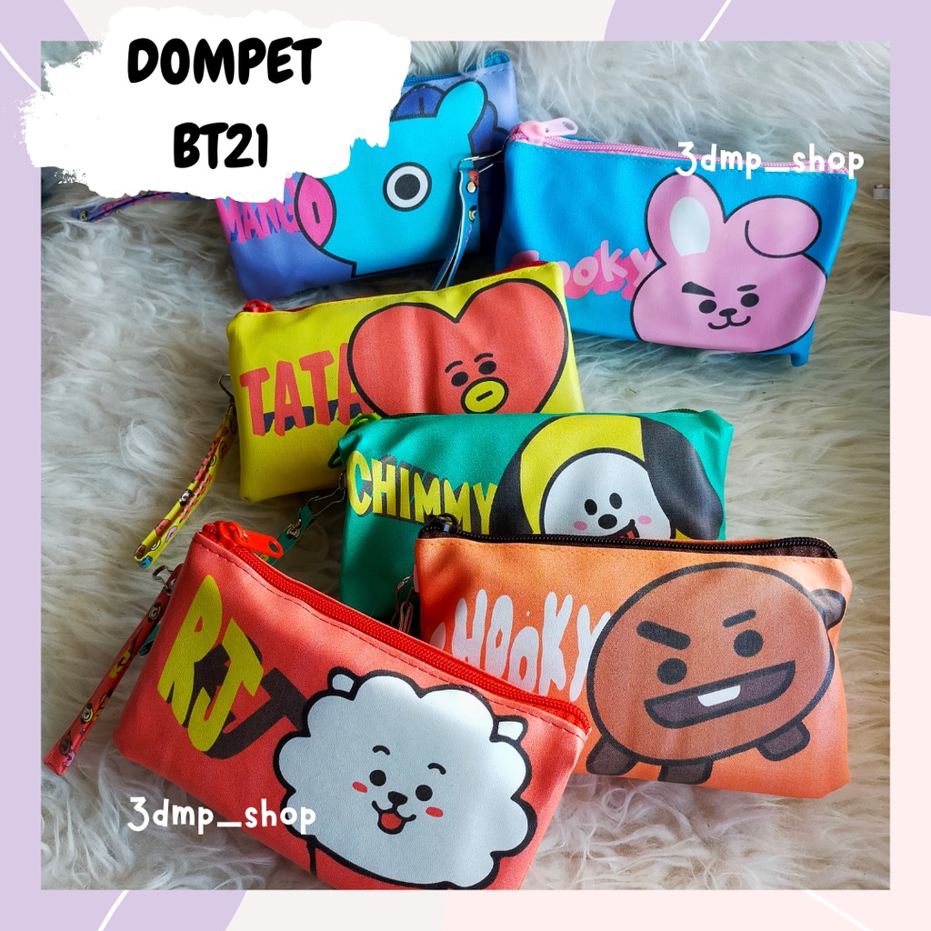 pencase tempat kotak pensil dompet bt21 lipat