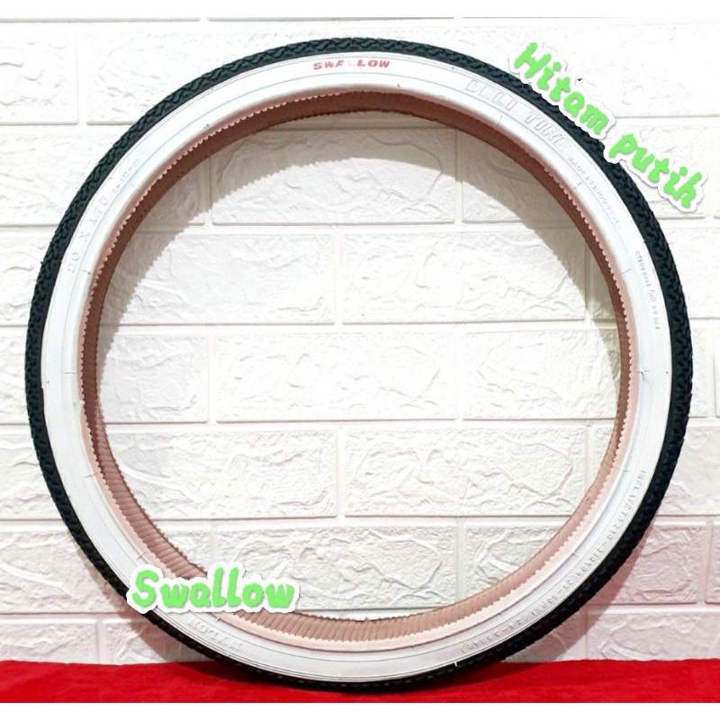 Ban Luar Sepeda Lipat 20x175 Hitam Putih Swallow