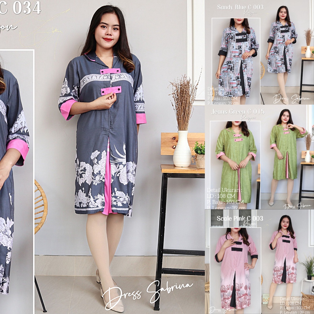 IZANY Dress Wanita Dewasa / Dress Sabrina Rayon Banyak Motif