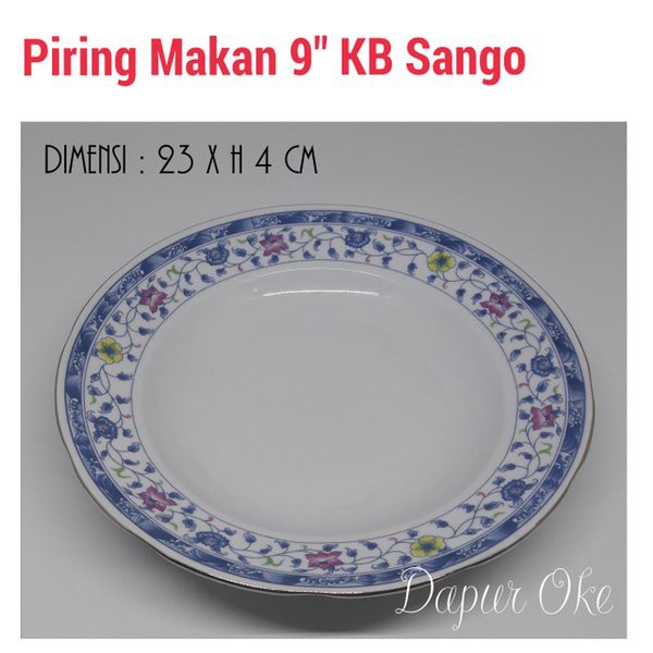 Piring Makan 9 inch Kembang 6 pcs Sango - Piring Keramik