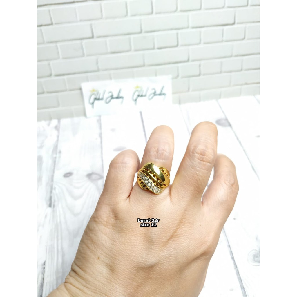 CINCIN LEBAR SILANG MATA GOLD PERAK ASLI S925 GLOBAL JEWELLERY CH039