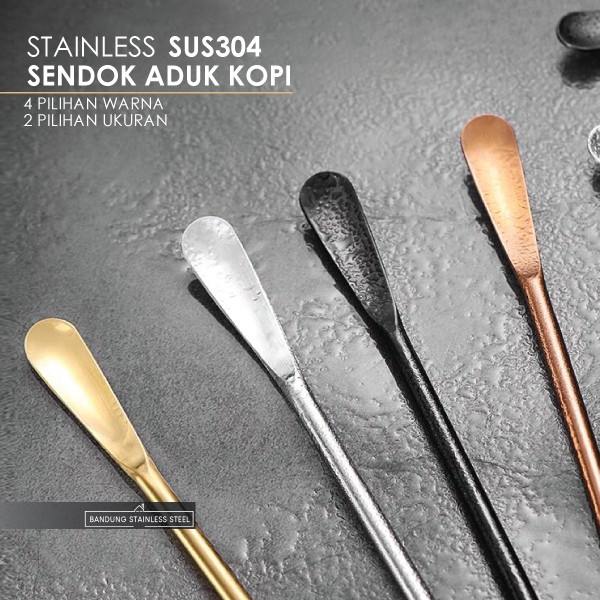 SUS304 Sendok Stainless Tebal Aduk Kopi minuman Elegant Cantik Gold Rosegold Hitam Silver 13cm 22cm