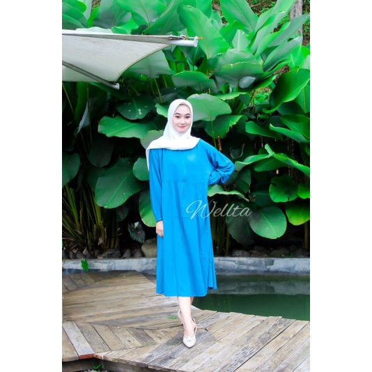 (Promo)MIDI Dress Rayon Twill Polos Mayung Resleting 50-85kg