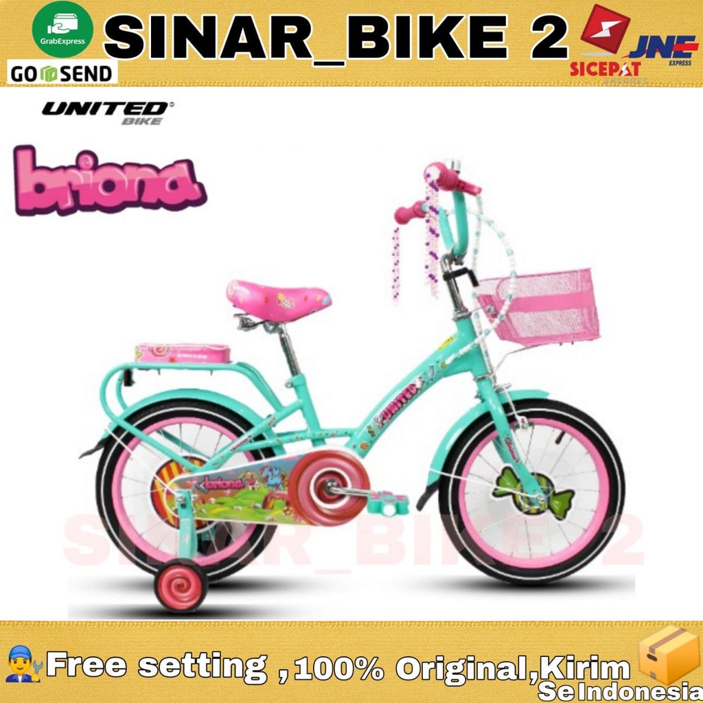 Sepeda Anak Perempuan UNITED BRIONA 12 16 &amp; 18 Inch Keranjang