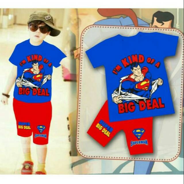 Baju Setelan Anak Laki Superman 5-10 Tahun