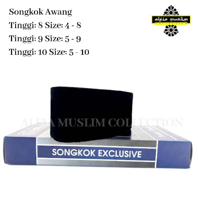 Awang Songkok Awang songkok Hitam AC Tinggi 8 cm Kopyah Awang AC