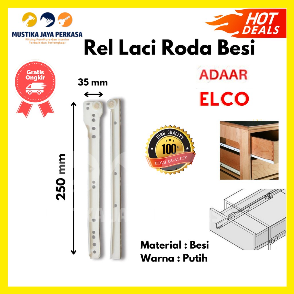 Rel Laci Roda Putih Hitam Huben Lenaga Elco Taco Bukan Double Track - 25 30 35 40 45 50 55 60