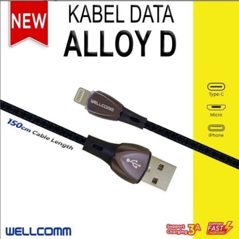 kabel data Alloy D fast charger  type-c 3A Wellcomm