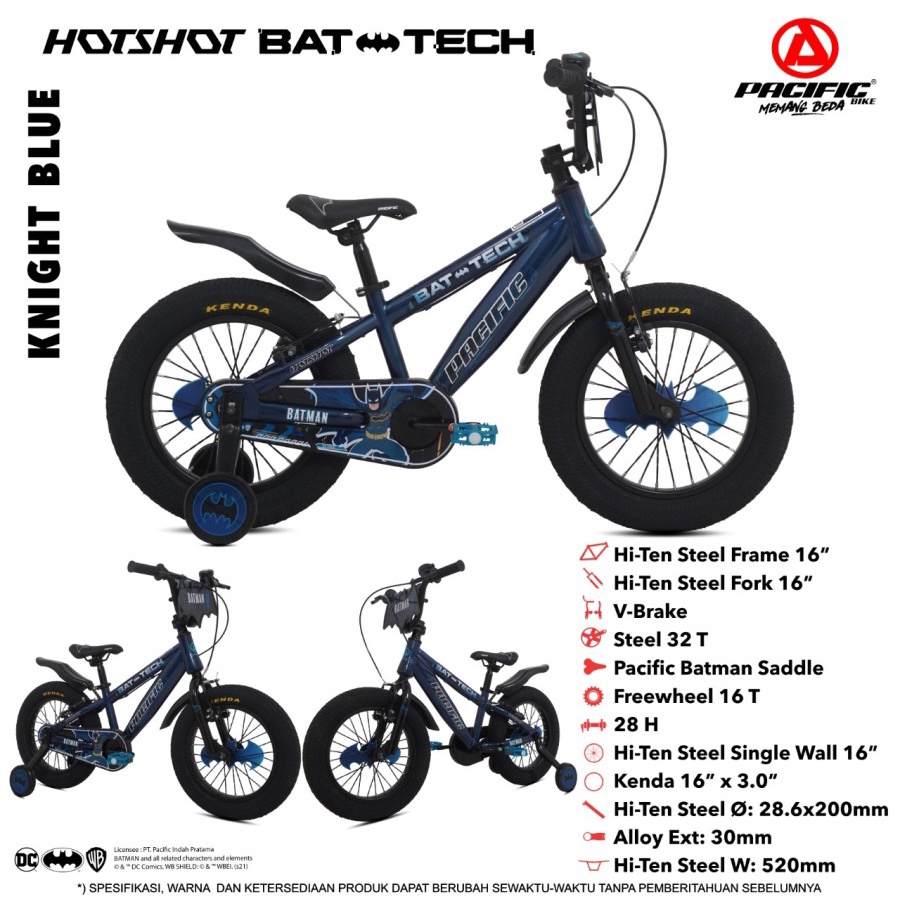 SEPEDA ANAK PACIFIC BMX HOTSHOT BAT TECH BATMAN 16”  STEEL BICYCLE